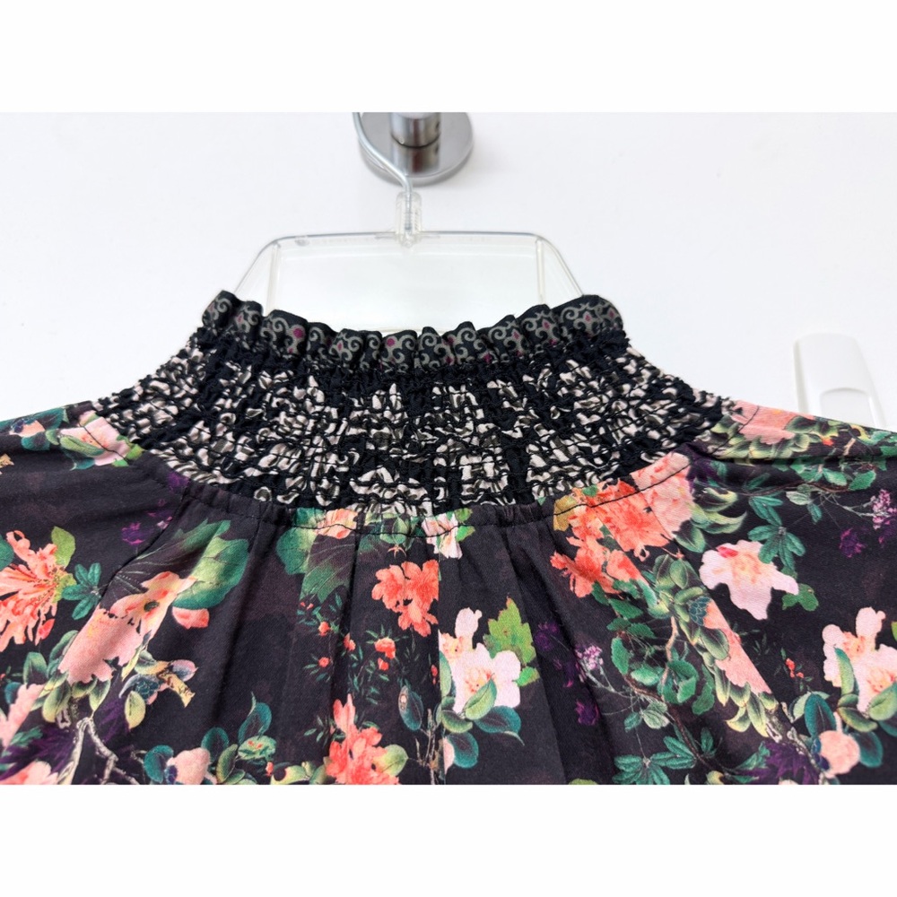 Alice + Olivia Janis Mini Dress Mock Neck Dream Castle Floral Black White 0 - Picture 13 of 16